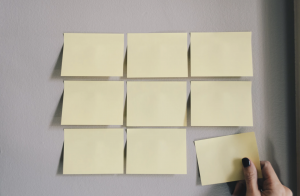 post it notes on a wall