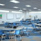 Classroom with rolling chairs